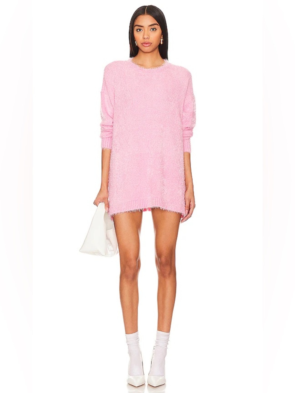 Show Me Your Mumu Bonfire Pink Fuzzy Oversized Sweater Tunic